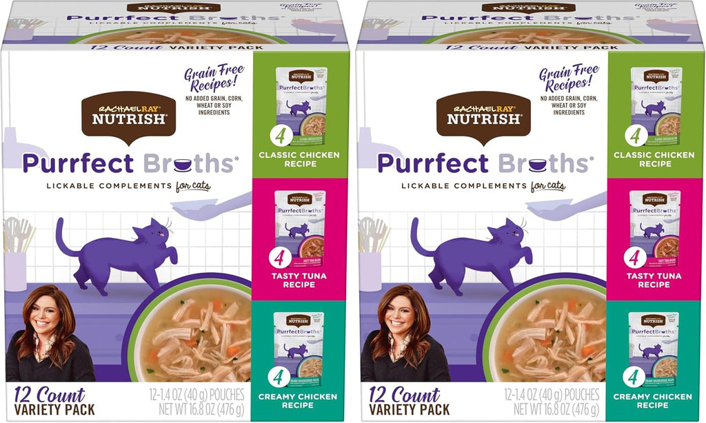 Nutrish Rachael Ray Broth Variety Pack, 1.4 oz. Pouches, 12 Count, 2 Pack | Lickable Complements for Cats - Image 10
