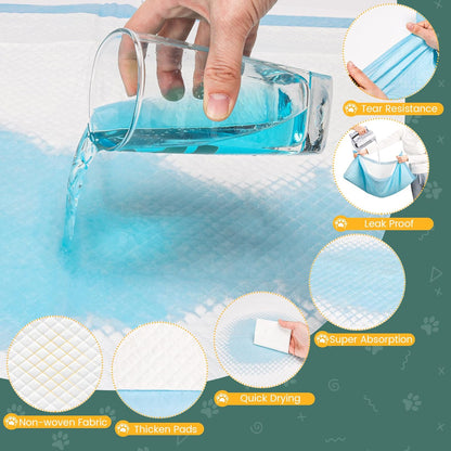 Super absorbent polymer core action transforming urine into dry gel inside the pet pad.