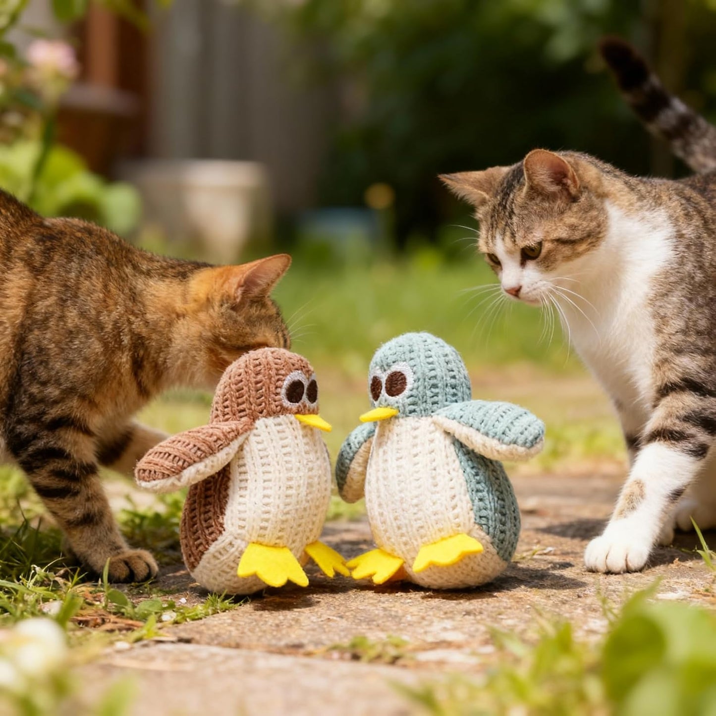 VisnzvLux penguin shaped catnip plush toys demonstrating compact dimensions