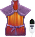 LANVA electric heating pad for neck and shoulders front view in purple plush fabric
