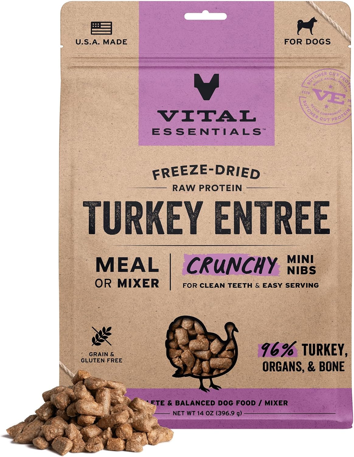 Vital Essentials Freeze Dried Dog Food, Raw Beef Crunchy Mini Nibs | Complete Meal or Topper | 96% Beef, Organs & Bone | Limited Ingredient, High Protein, Grain Free Dry Dog Food | 14 oz Bag - Image 14