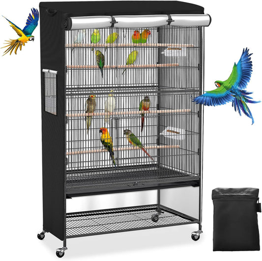 Roasivi universal large birdcage cover front view on a standing metal parrot cage