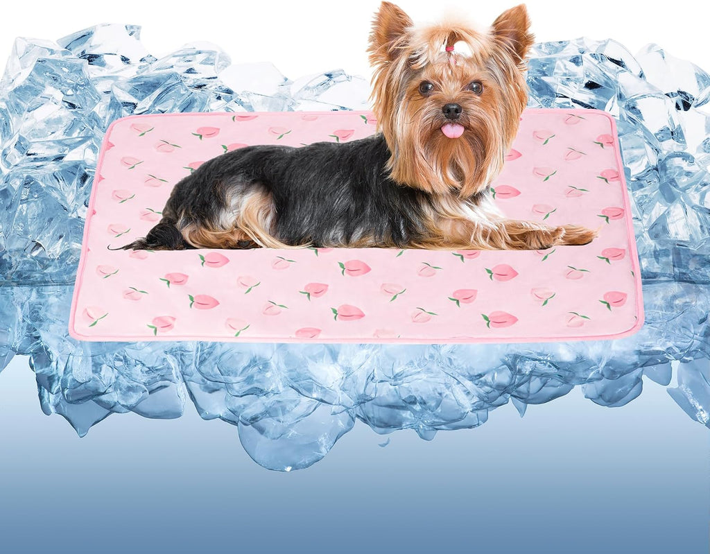 DELIFUR Cat Cooling Mat- Pet Cooling Mat Outdoor for Dogs Ice Pad for Kitten Cat Puppy Machine Washable (Small, Pink Watermelon) - Image 9
