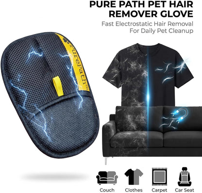 Washable electrostatic pet hair catcher glove for clothing