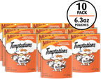 Ten pack of Temptations 6.3 Ounce turkey flavor cat snacks