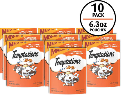 Temptations tantalizing turkey flavor crunchy and soft cat treats pouch