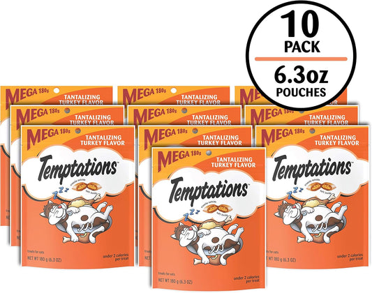 Temptations tantalizing turkey flavor crunchy and soft cat treats pouch