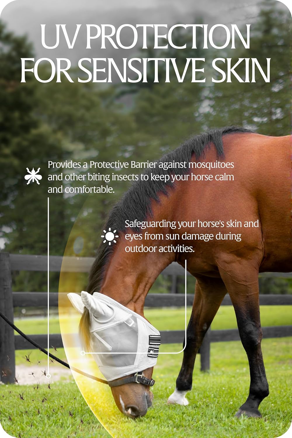 Close up of soft ear coverage on Equinavia fly mask