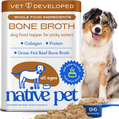 Native Pet Bone Broth for Dogs - Made with Real Beef Bone Broth, Dog Food Toppers for Picky Eaters - Provides Extra Hydration & Nutrition for Joint Strength, Immunity & Heart Health-48 Scoops - Image 12