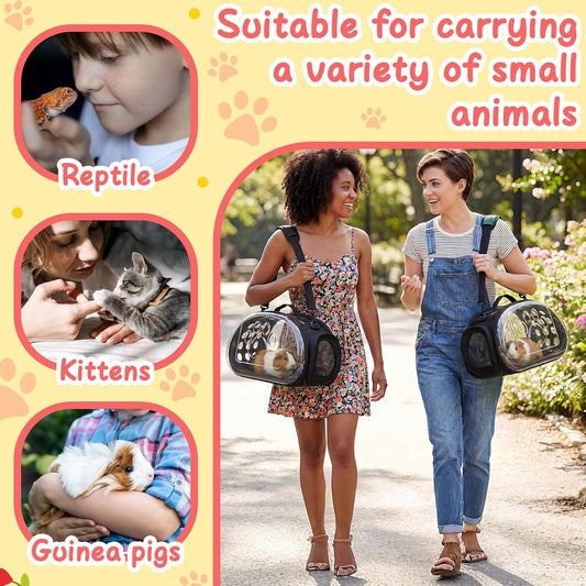 Hsei Small Pet Carrier Bag Portable Small Animal Travel Bag with Clear Side Panel Shoulder Strap for Hamster Chinchilla Rabbit Hedgehog Sugar Bird Lizard - Image 2