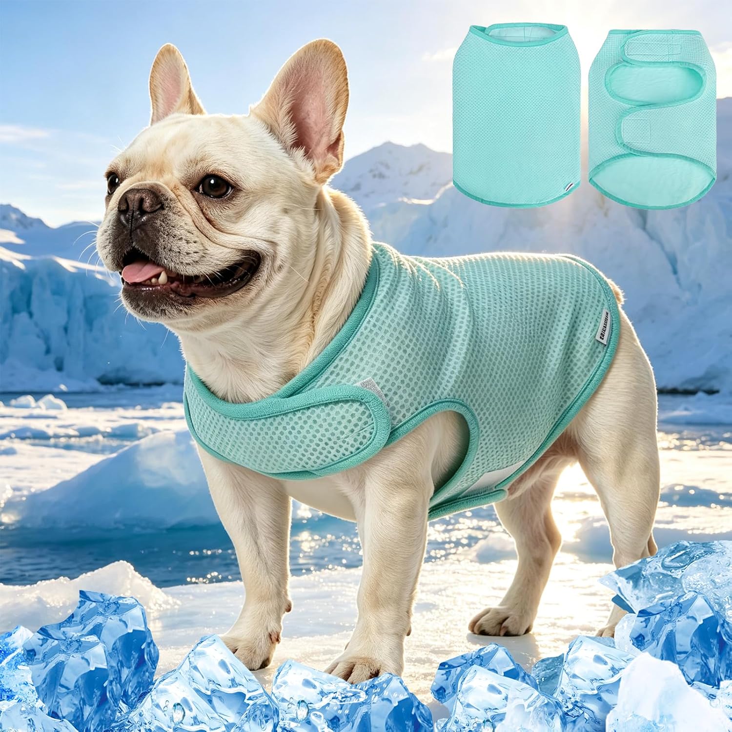 EXPAWLORER cooling dog vest front view on a dog walking outdoors