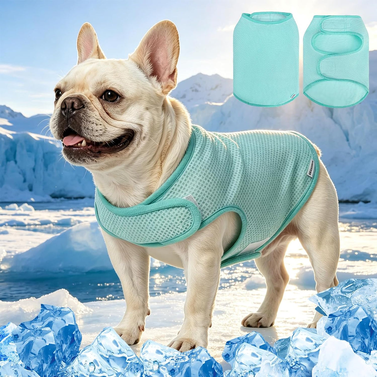 EXPAWLORER cooling dog vest front view on a dog walking outdoors