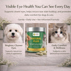 Side view of PGOHI Natural Plus tear stain support supplement for pets.