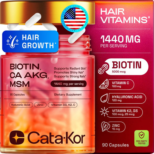 Cata Kor Hair Skin And Nails Supplement 90 capsules bottle front view