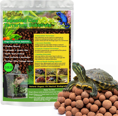 Riare Expanded Clay Balls Terrarium Substrate front view of packaging showcasing organic clay pebbles for reptile enclosures.