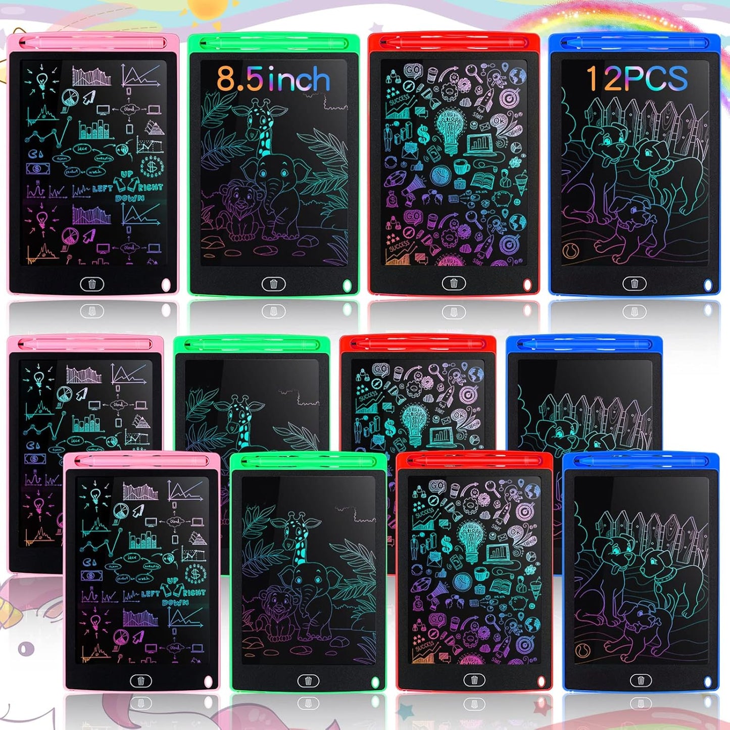 Tinlade 12 pack 8.5 inch LCD writing tablets front view