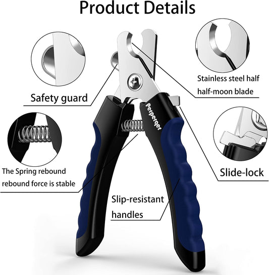 Perperqer pet nail trimmers showing stainless steel blades