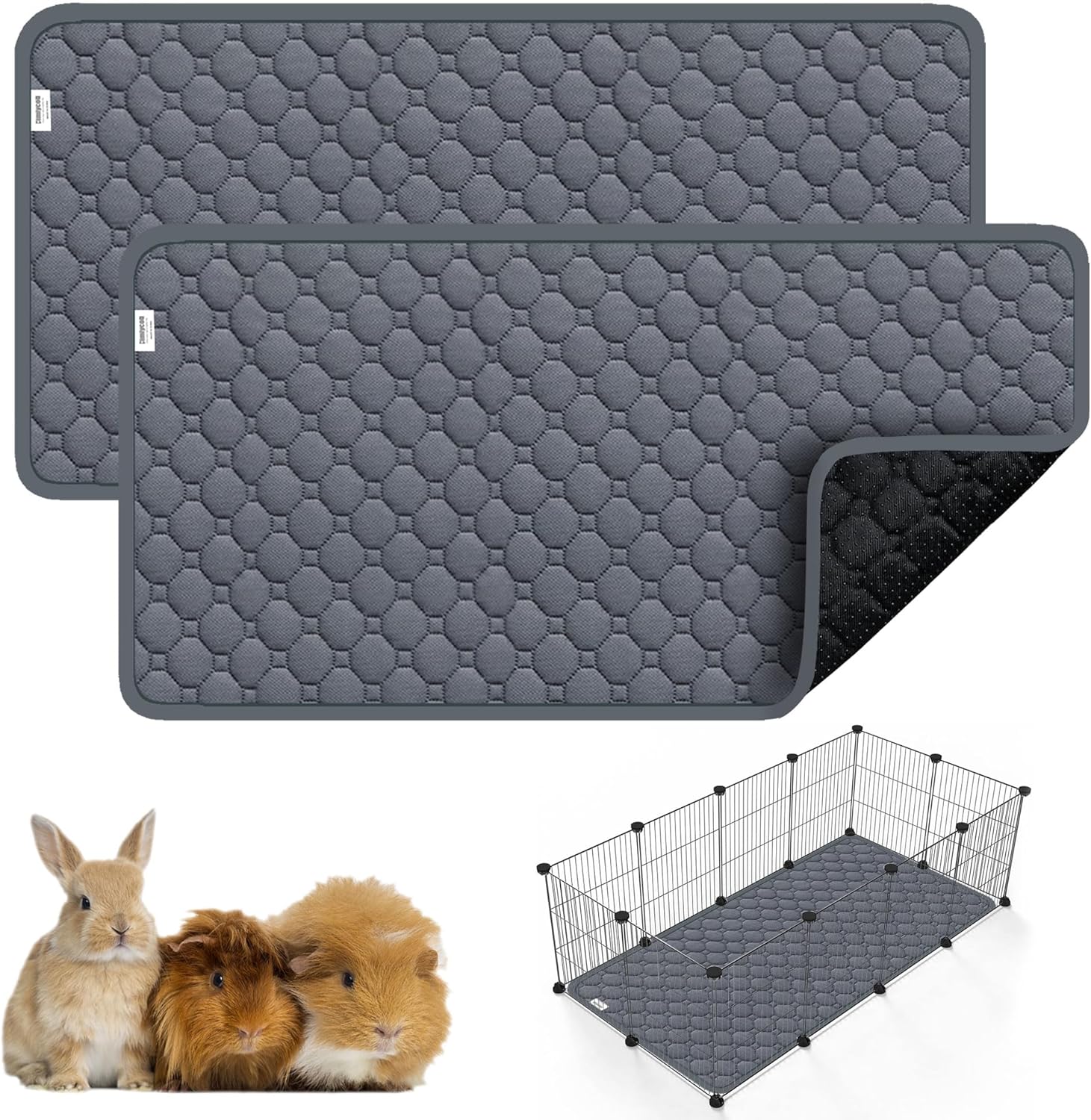 Guinea Pig Cage Liners, 2 Pack 49x24in Washable Guinea Pig Bedding, Waterproof Reusable & Anti Slip, Super Absorbent Guinea Pig Pee Pad for Small Animal, Rabbit, Bunny, Chinchilla, Brown - Image 14