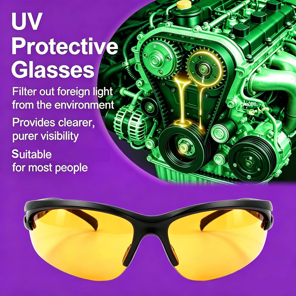 Anygo high power ultraviolet torch package with protective yellow safety glasses