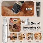 Heapets rechargeable cordless pet hair trimmer with interchangeable heads