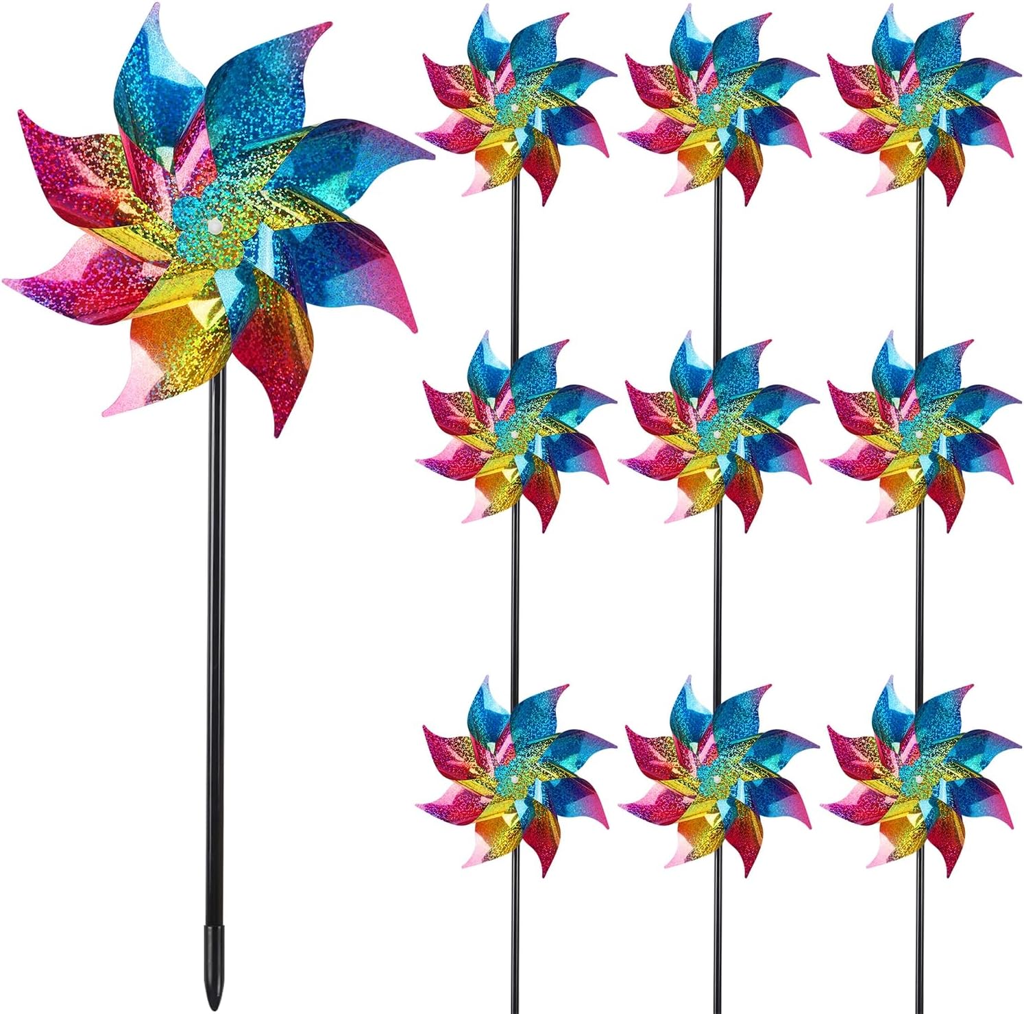 Hausse 10 Pack Reflective Pinwheels bird deterrent front view