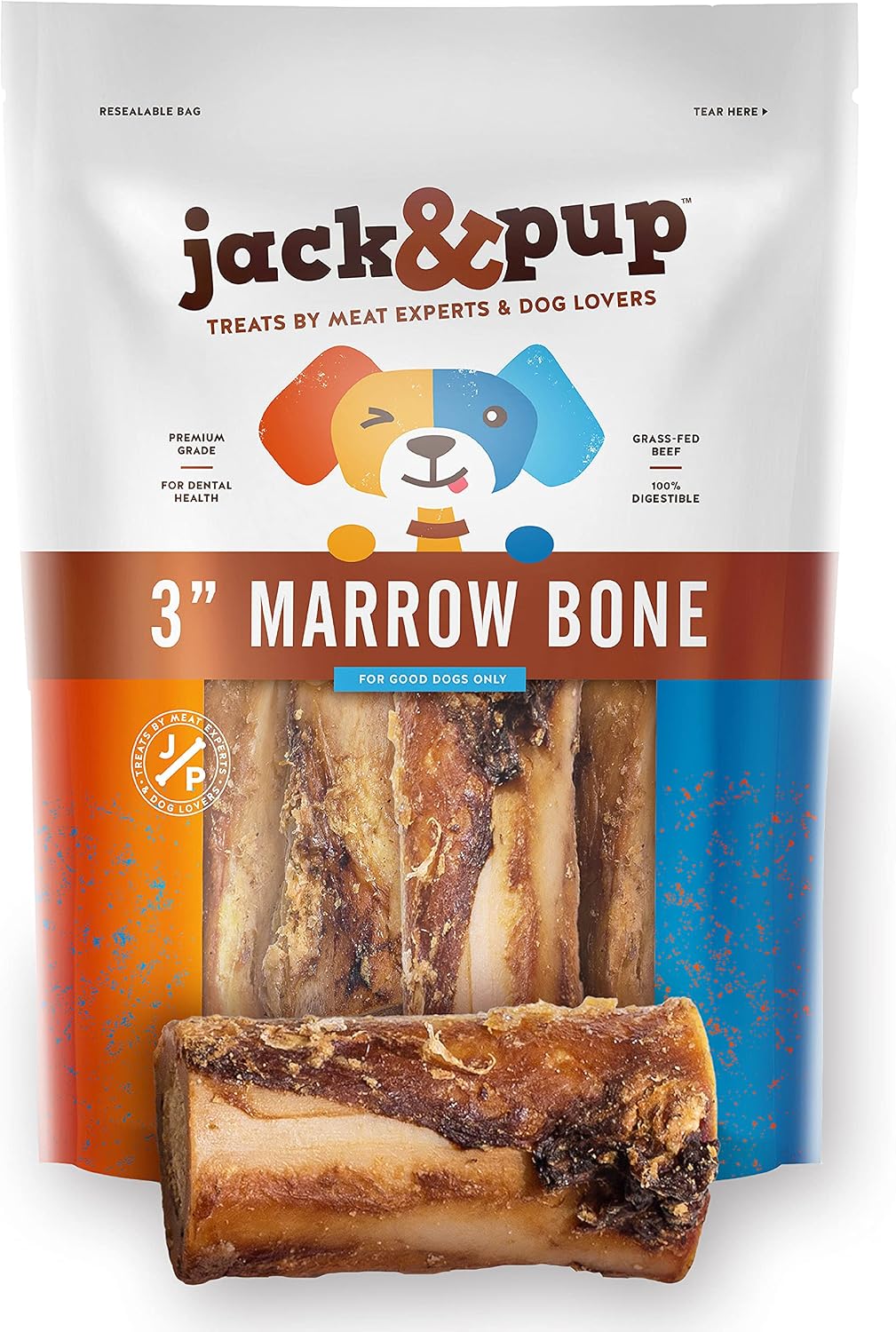 Jack&Pup Beef Marrow Bones for Dogs (6 Pack), 3" Long Lasting Dog Bones for Large and Small Dogs, Natural Beef Bone, Bone Marrow Dog Treats - Image 10
