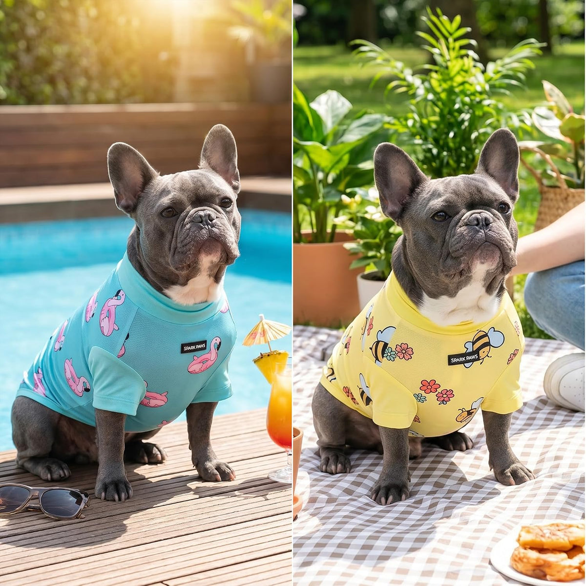 Back view of Spark Paws sun protection shirt for dogs