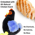 Dog playing with Playology clucking hen toy