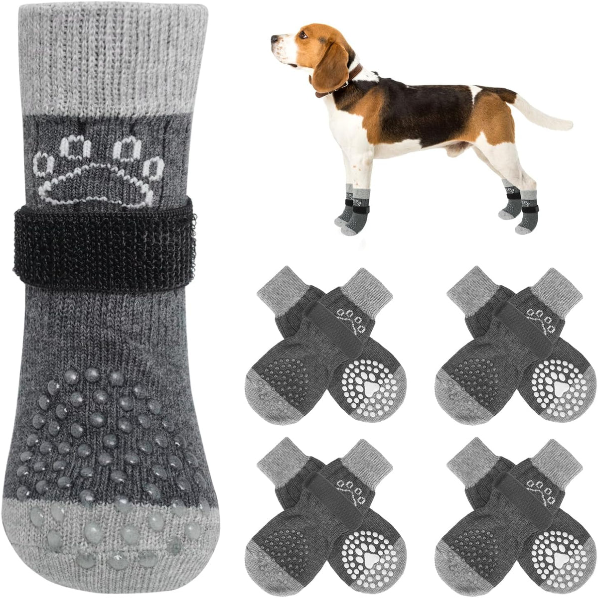 SCENEREAL Dog Socks to Prevent Licking Paws for Hot/Cold Pavement Anti Slip, Dog Shoes for Hardwood Floors, Dog Boots & Paw Protectors with Grippers for Small Medium Large Senior Dogs - Image 10