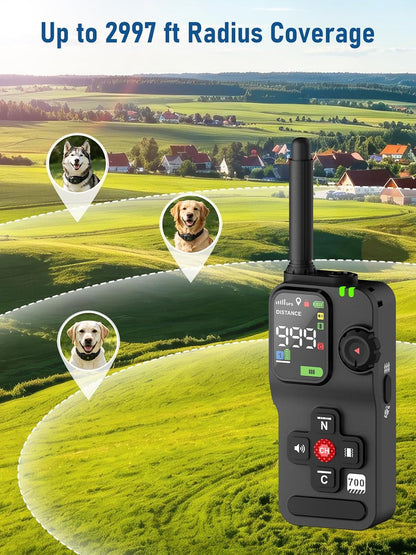 Astko GPS tracking collar illustrating the integrated LED night light activation.