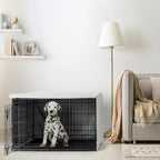 Sweet Jojo Designs grey and beige striped kennel cover side view home decor