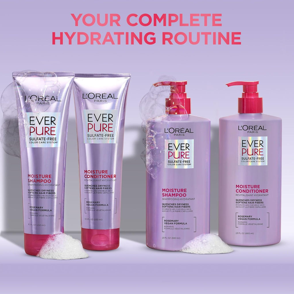 Authentic L'Oreal Paris EverPure anti-fade system moisture shampoo imported bottle graphic