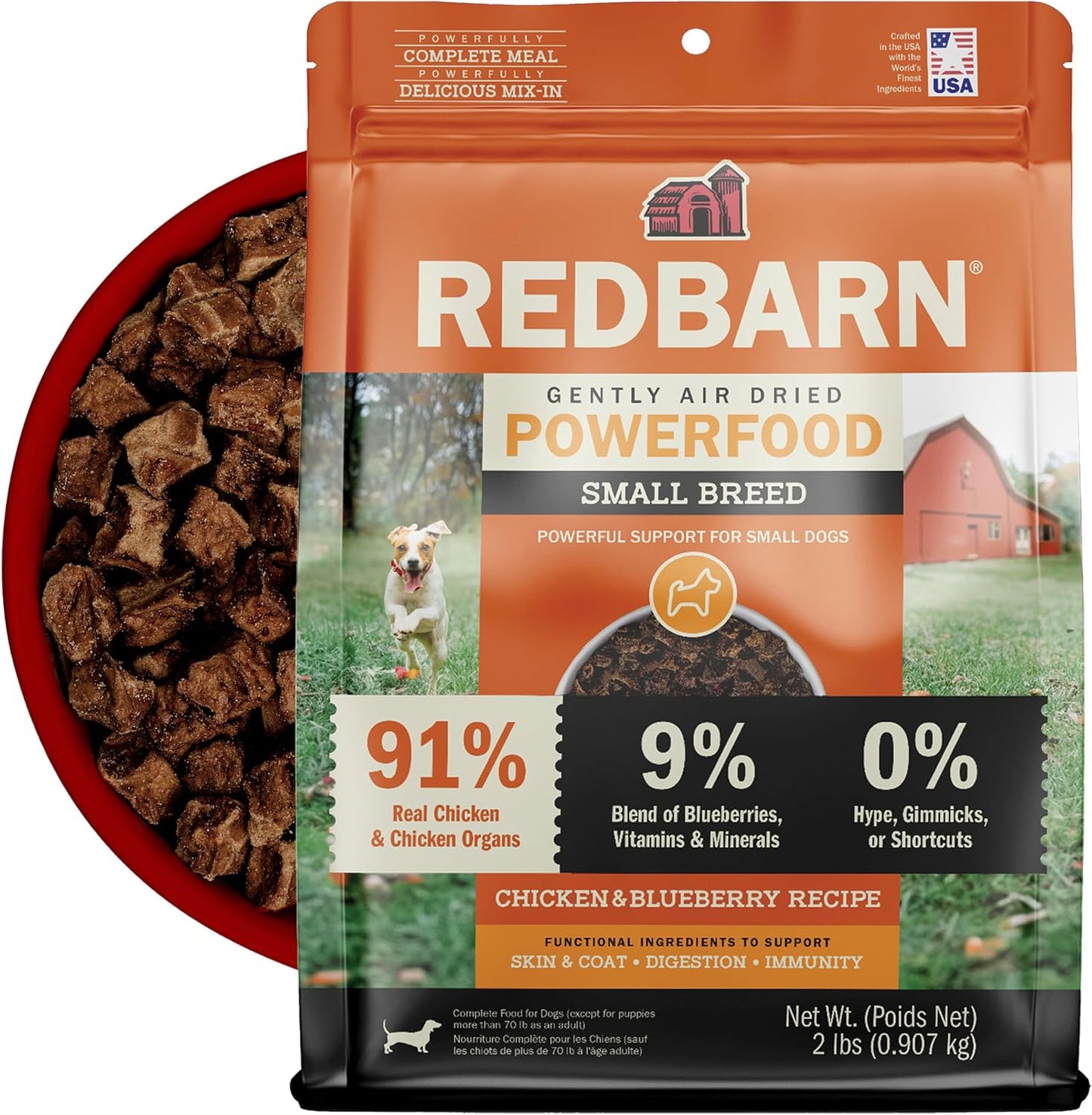 Redbarn Powerfood Air Dried Small Breed Dog Food front packaging view