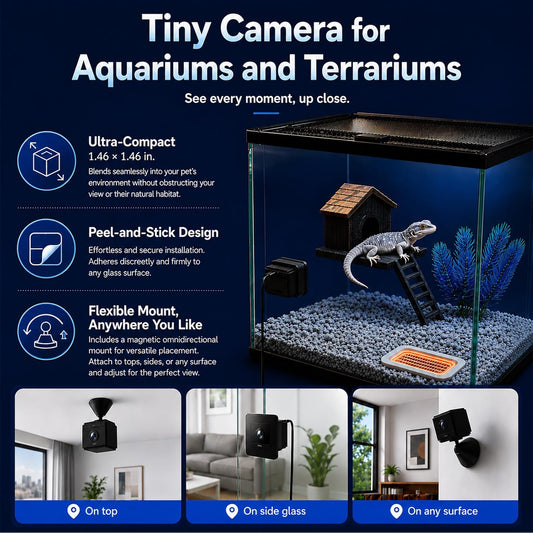 Fowuyeep WiFi camera mounted on glass fish tank