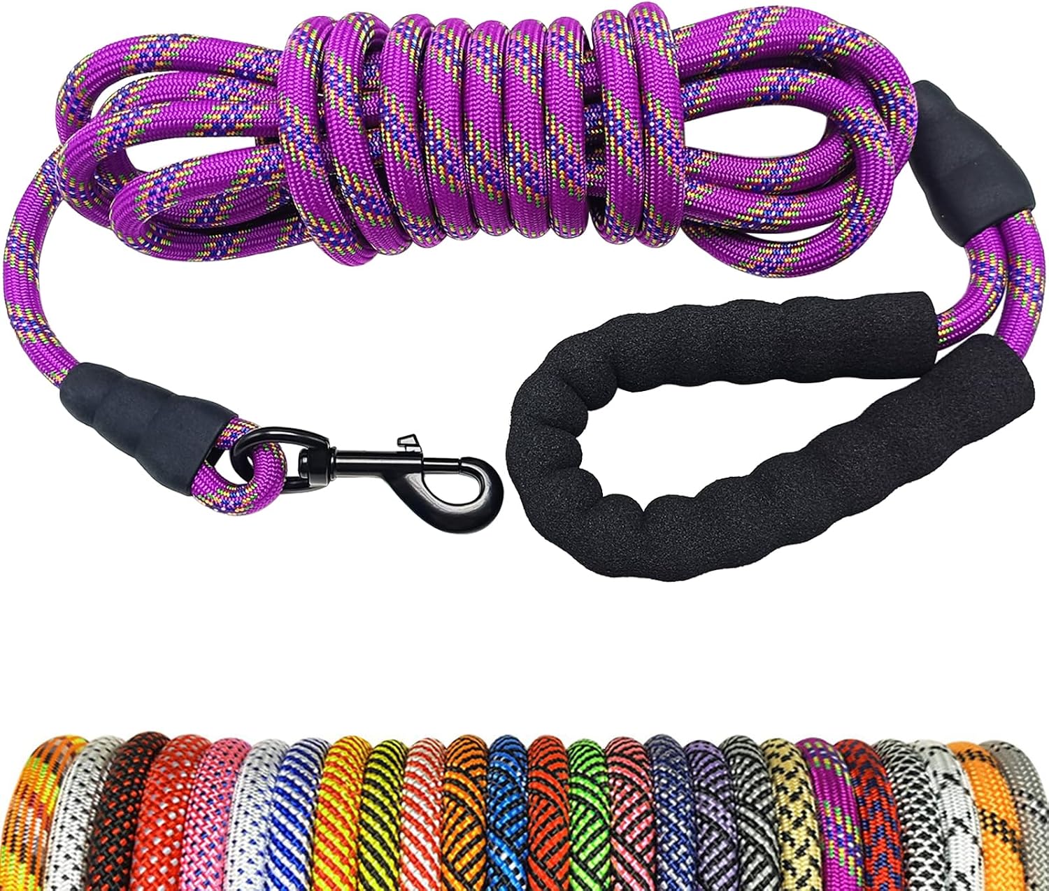 MayPaw Heavy Duty Rope Dog Leash, 3/6/8/10/12/15/20/30 FT Nylon Pet Leash, Soft Padded Handle Thick Lead Leashes for Large Medium Dogs (Blue Black, 1/2" * 8') - Image 12
