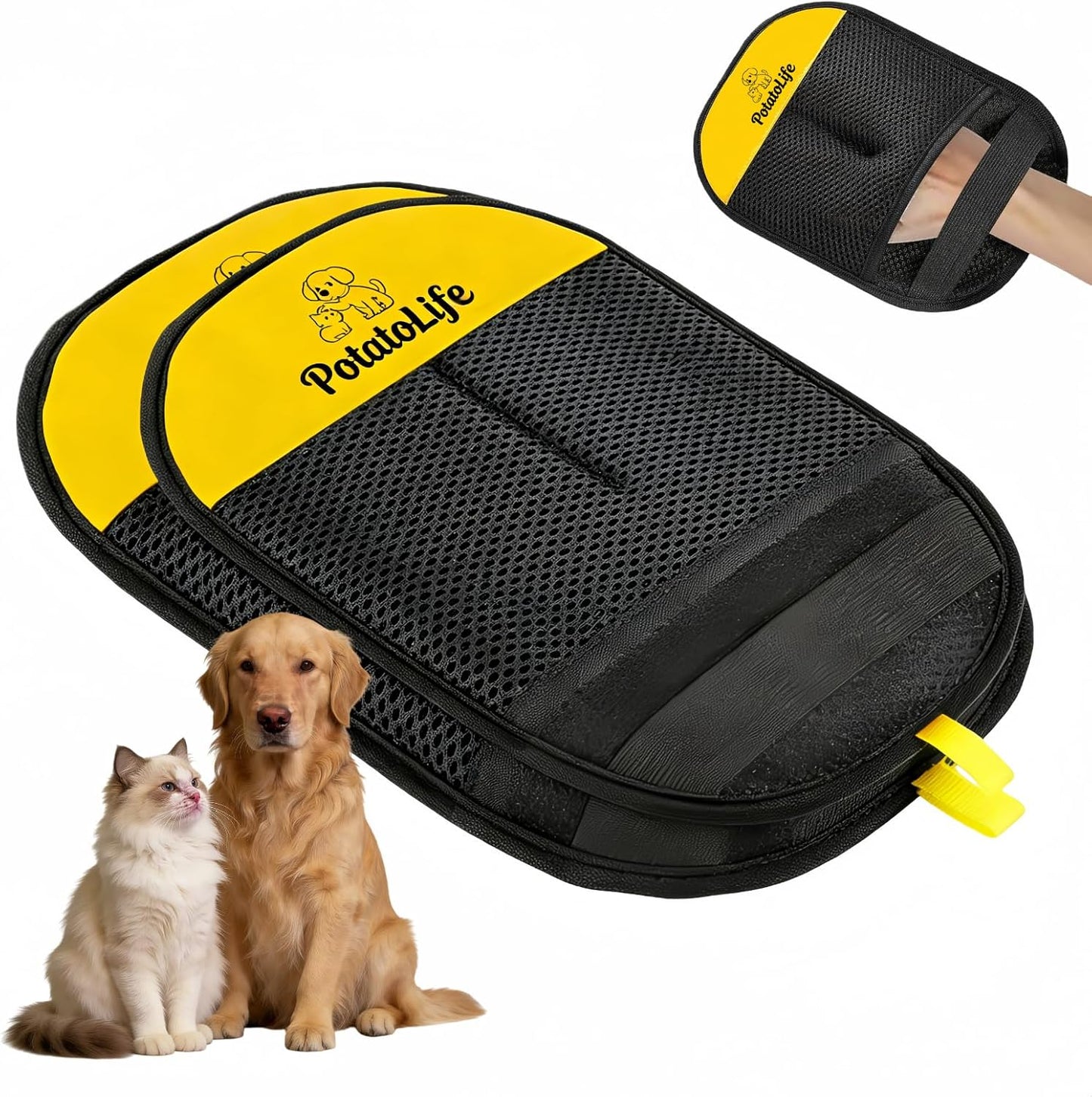 PotatoLife Pet Hair Removal Mitt, Upgraded Reusable Electrostatic Washable Fur Remover for Dogs Cats, Grooming Mitt for Couch, Sofa, Furniture, Carpet, Clothing and Car Seat, Small, 1PCS - Image 9