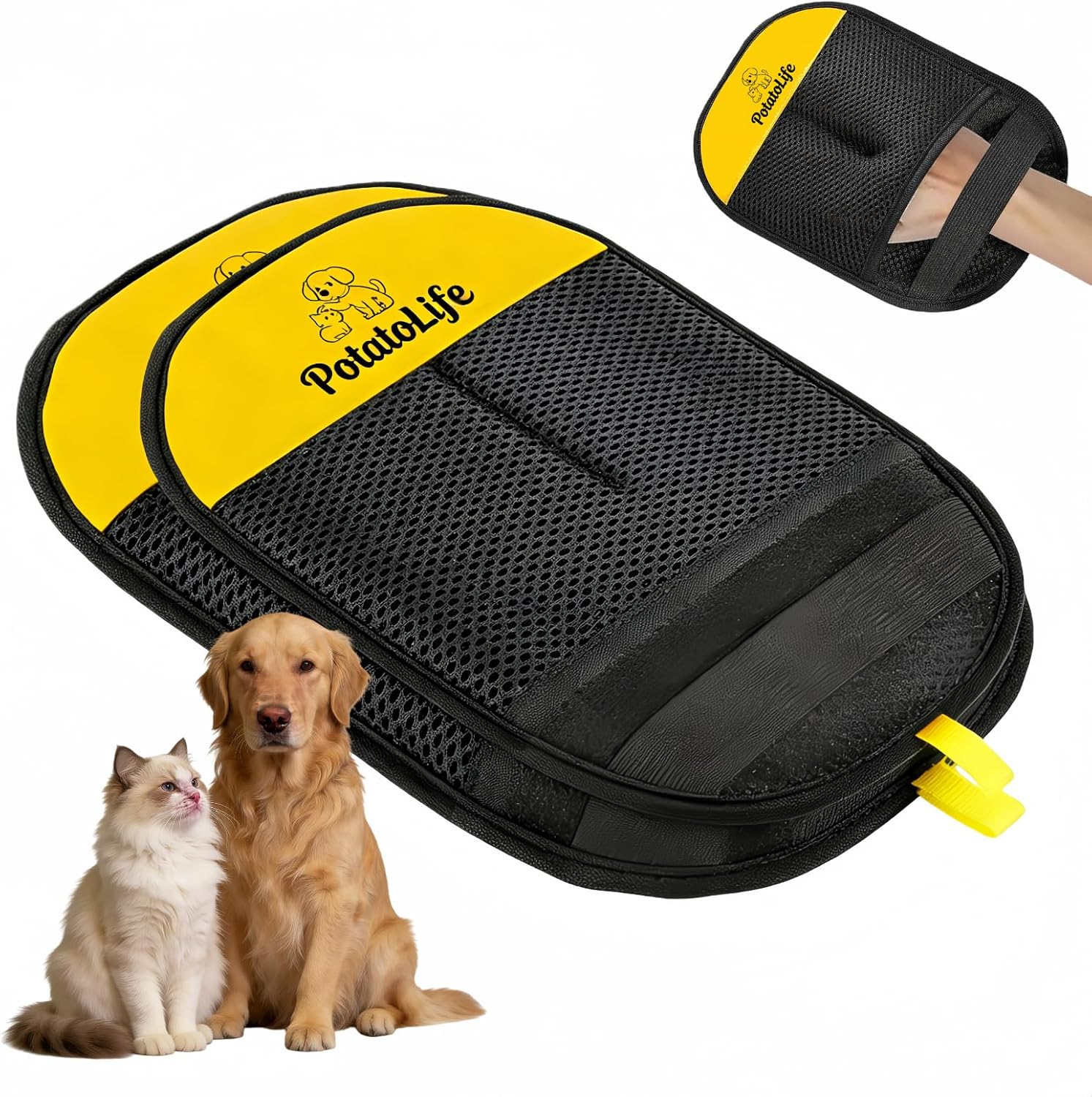 PotatoLife Pet Hair Removal Mitt, Upgraded Reusable Electrostatic Washable Fur Remover for Dogs Cats, Grooming Mitt for Couch, Sofa, Furniture, Carpet, Clothing and Car Seat, Small, 1PCS - Image 9