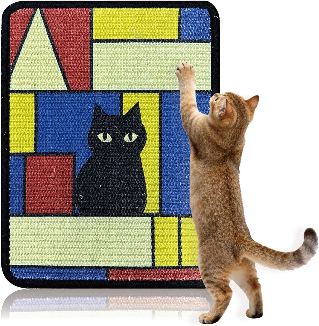 3 Pcs Sisal Cat Scratcher Mat 15x12 Inch - Art Cat Wall Scratcher with Adhesive Hook Loop Tape for Indoor Cats, Durable Wall Mounted Cat Scratch Pad to Protect Couch and Carpet - Image 12