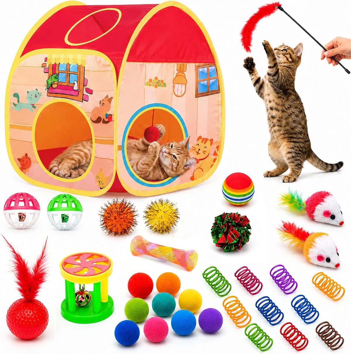 AILUKI 35PCS Cat Toys Variety Pack for Indoor Cats, Kitten Toys Cat Tunnel - Image 8
