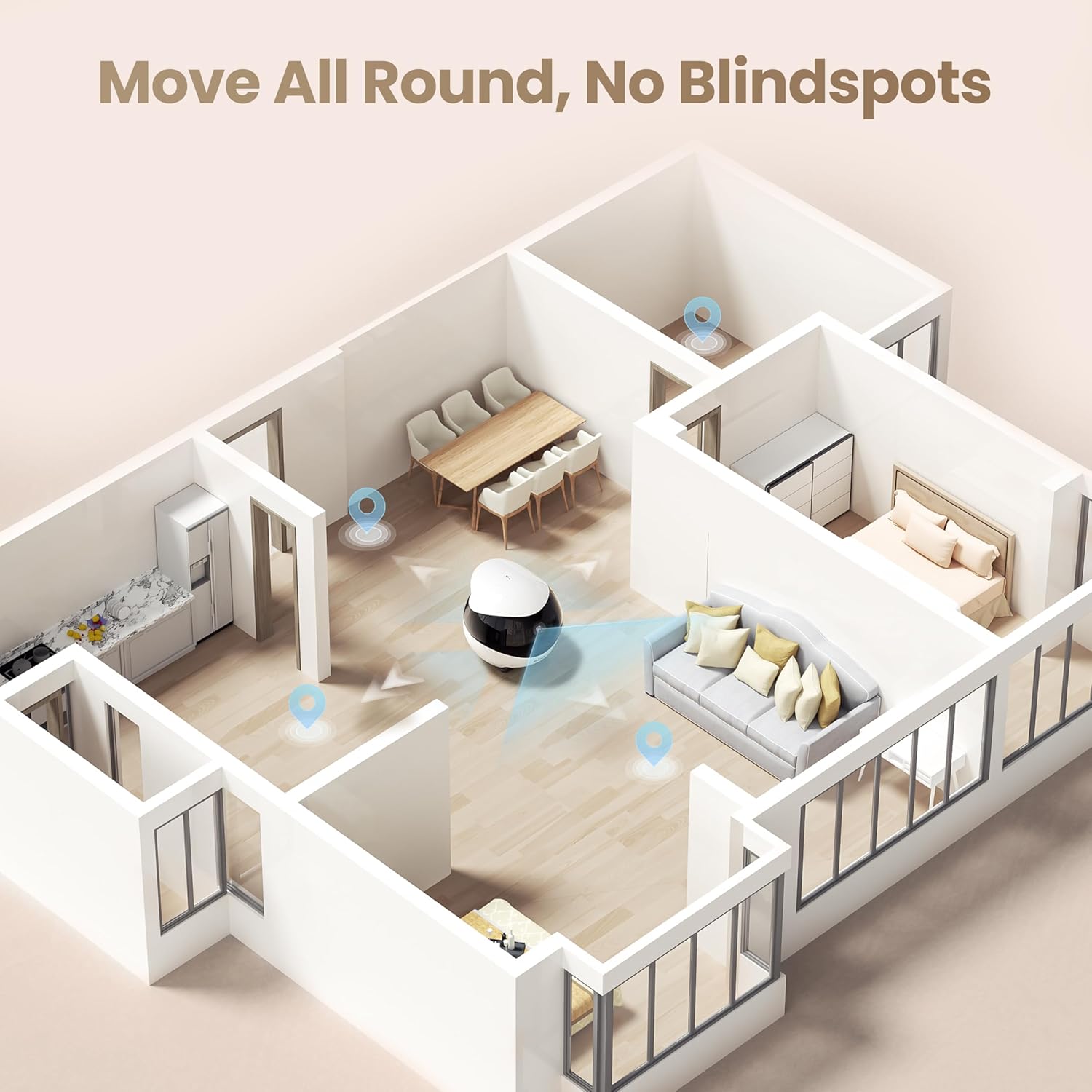 Enabot EBO Air 2 camera lens and heart LED display