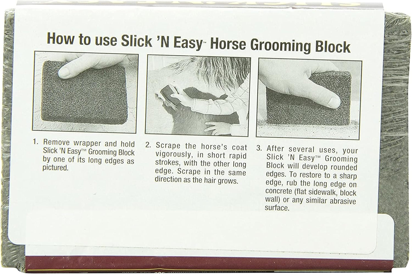 Lightweight fiberglass horse shedding stone for winter coat removal