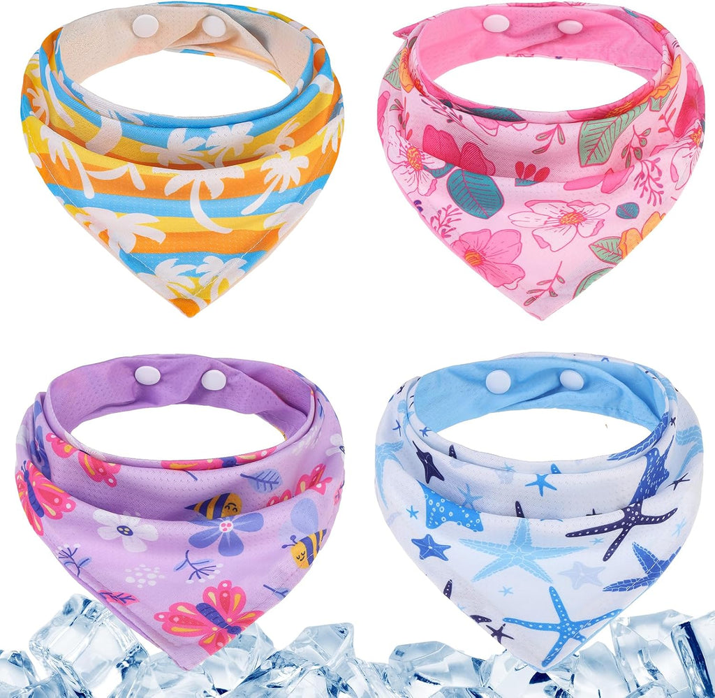 PAWCHIE dog cooling bandana small 4 pack front view premium summer pet accessory
