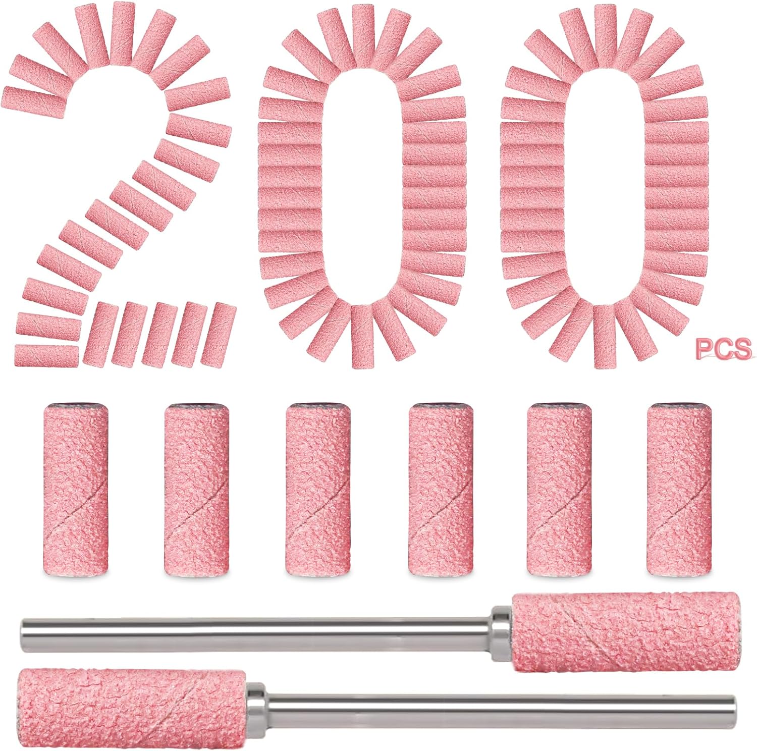 Bleswin 200pcs 180 grit sanding bands with mandrel bits set