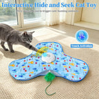 Orhomelife automatic hide and seek toy demonstrating the moving feather wand mechanism.