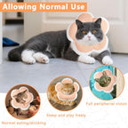 Soft plush orange flower recovery neck pillow for cats after surgery.
