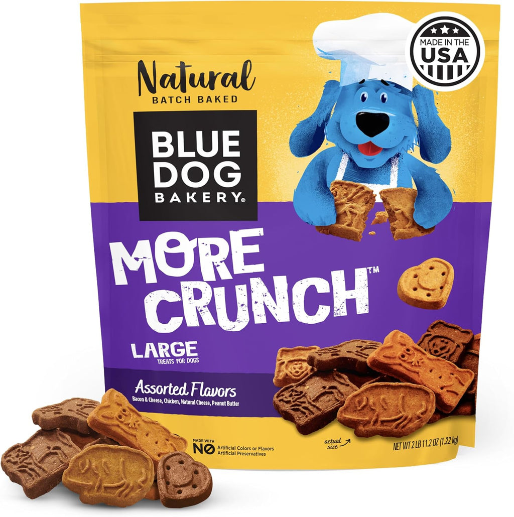 Blue Dog Bakery More Crunch Large Assorted Flavors front view bag