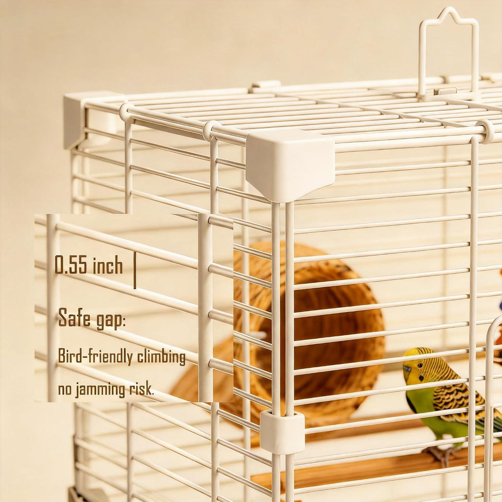Basic Bird Cage, 24.8inch Parrot Cage (24.8" x 14.6" x 11"),Bird Cage with Ladder, Horizontal Bar, 2 Feeders, and Swing - Image 2