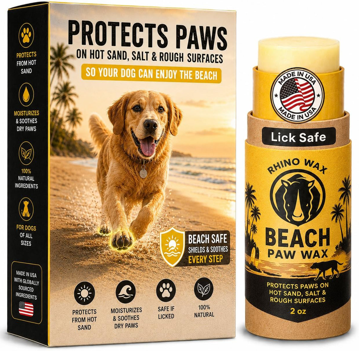 Rhino Wax - Dog Paw Protector for Hot Pavement - Use Street Wax Before Taking Dogs on Asphalt - Balm Protects from Warm Surfaces Rocks Road Debris - Great for Dogs who Hate Dog Shoes for Hot Pavement - Image 9