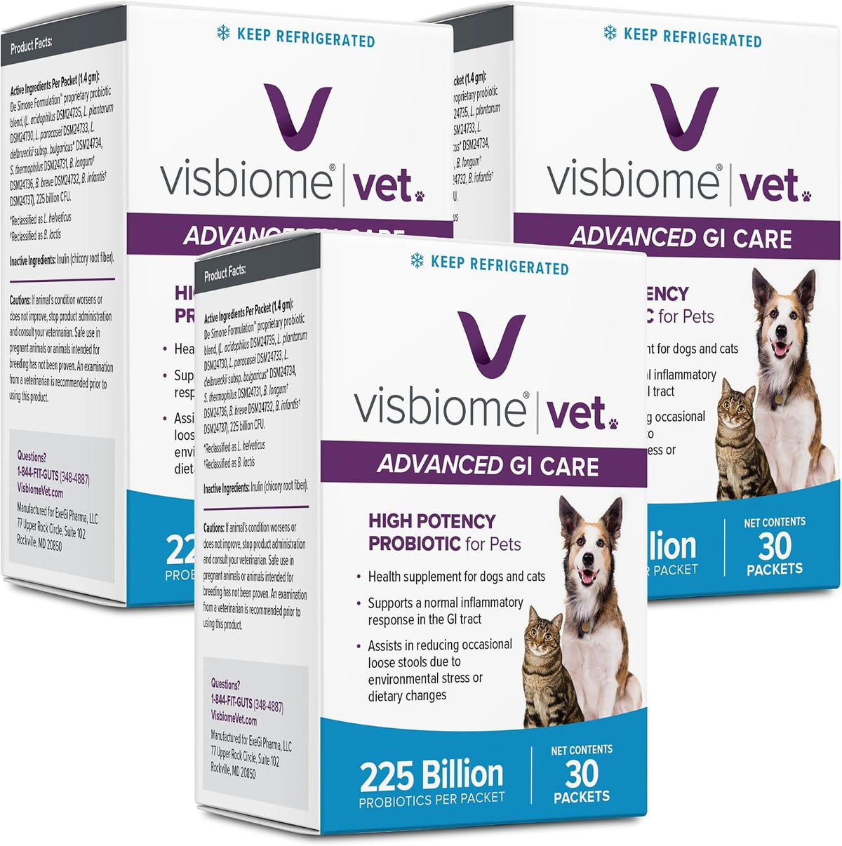 Visbiome(R) Vet Advanced GI Care High Potency Probiotic for Dogs & Cats - 225B CFU, 8-Strain Formula - Refrigerated, Veterinarian Recommended, Clean Label Certified - 30 Packets - Image 11