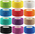 Kuvvfe self adhesive bandage wrap 12 pack front view showing assorted colors for sports injury support